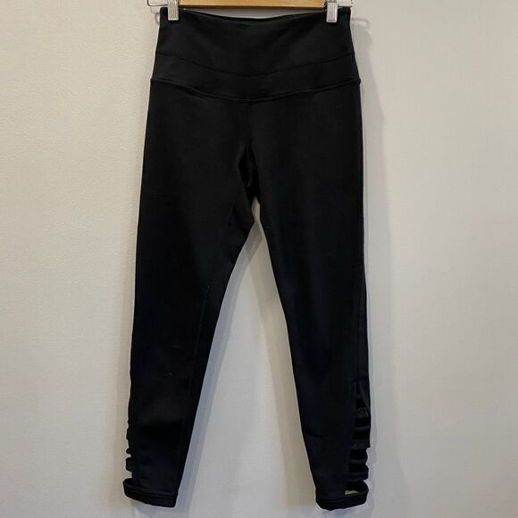 Zella Black High Waist Lattice Ankle Cropped Leggings - Picture 2 of 9